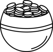 plano ilustracion de un maceta lleno de monedas vector
