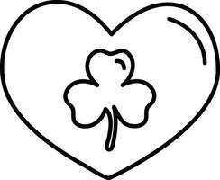 Illustration of big heart with shamrock leaf. vector
