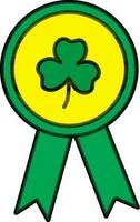 Flat illustration of Badge with shamrock leaf. vector