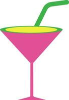 Cocktail glass in pink and green color. vector