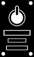 black and white power button in flat style. vector
