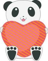 Illustration of a cute teddy bear holding glossy Heart for Love concept. vector