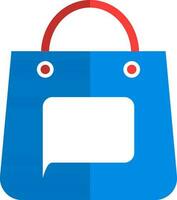 Icon of shopping bag with message in flat style. vector