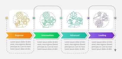 DEI program maturity stages rectangle infographic template. Data visualization with 4 steps. Editable timeline info chart. Workflow layout with line icons vector