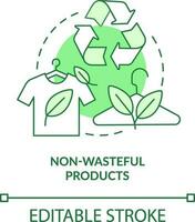 Non-wasteful products green concept icon. Zero waste business key element abstract idea thin line illustration. Isolated outline drawing. Editable stroke vector