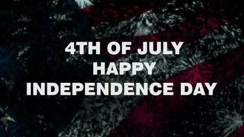 4e de juillet avec le uni États drapeau feux d'artifice effet animation Contexte vidéo, Etats-Unis content indépendance journée animation Contexte vidéo video