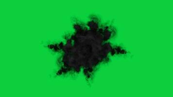 bombear explosão efeito com fumaça animação em verde tela fundo video