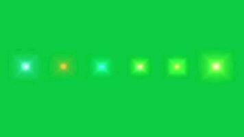 Stelle Farbe Licht Fackel blinkt Schleife Animation auf Grün Bildschirm Video