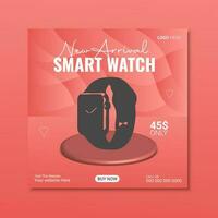 Modern watch business promotional social media post design template. vector