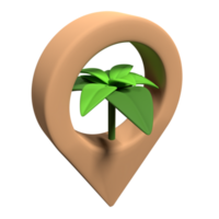 Green location pin with plant inside icon. Eco energy concept. 3d rendering of location pin icon png