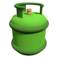 Gas cylinder in 3d render design. Green fuel gas tank. Ecology and environment icon. 3d rendering illustration png