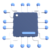 3d render of microchip or semiconductor chip. 3d icon processor chip. CPU central processor unit isolated. 3d rendering illustration png