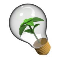luz lâmpada com verde eco poder plugue Projeto. 3d Renderização ecológico luz lâmpada ícone. renovável energia fontes e verde eletricidade. 3d Renderização ilustração png
