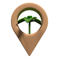 verde ubicación alfiler con planta dentro icono. eco energía concepto. 3d representación de ubicación alfiler icono png