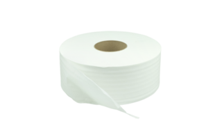 Toilet paper large or Tissue roll sanitary vertical and household, Close up detail of vertical clean toilet paper roll. Tissue is lightweight paper or light crepe paper. on transparent background png