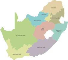 Vector map of South Africa with provinces and administrative divisions. Editable and clearly labeled layers.