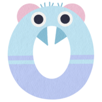 Cute monster number 0 png