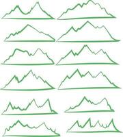 montaña silueta íconos paquete vector