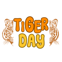 tijger dag tekst kalligrafie, Internationale tijger dag belettering inscriptie, tijger clip art Aan transparant achtergrond, tijger digitaal kunst, nationaal tijger dag clip art, tijger icoon, tijger gezicht png