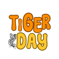 Tiger day text calligraphy, international tiger day lettering inscription, tiger clipart on transparent background, tiger digital art, national tiger day clipart, tiger icon, tiger face png