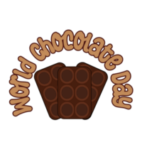 World chocolate day text calligraphy, typography,  World chocolate day lettering inscription, chocolate clipart on transparent background, chocolate icon, chocolate illustration on transparent png