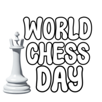 World Chess Day text with chess pieces clipart on transparent background, world chess day calligraphy, lettering inscription, typography, chess pieces clipart, chess pieces icon png