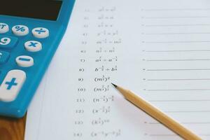 math problems on desk in class photo