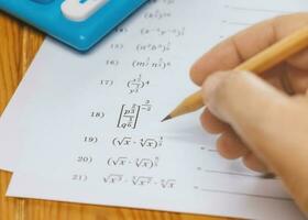 math problems on desk in class photo