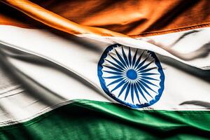 realista de el ondulación India bandera con interesante textura. ondulación de nacional India bandera. India bandera antecedentes diseño para independencia día y otro celebracion. bandera de indio por ai generado foto