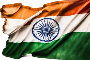 realista de el ondulación India bandera con interesante textura. ondulación de nacional India bandera. India bandera antecedentes diseño para independencia día y otro celebracion. bandera de India por ai generado foto