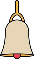 Isolated Bell icon in brown and yellow color. vector