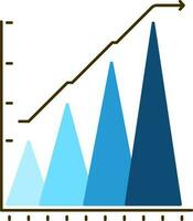 Triangle Bar Graph with Arrow icon in black and blue color. vector