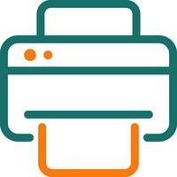 Flat Style Printer icon in green and orange line art. vector