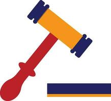 Judge gavel in red and blue color. vector