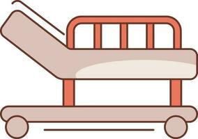 Brown and Orange Wheeled Stretcher icon in flat style. vector