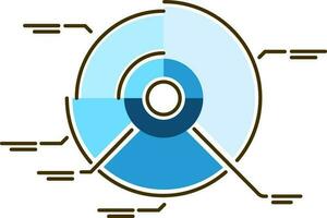 Illustration of Four Level Pie Chart icon in blue and black color. vector