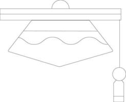 Black line art judge hat icon. vector