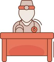 Doctor Sitting Desk icon in orange color. vector