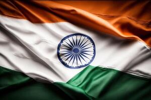 realista de el ondulación India bandera con interesante textura. ondulación de nacional India bandera. India bandera antecedentes diseño para independencia día y otro celebracion. bandera de India por ai generado foto