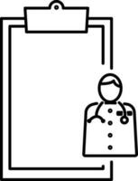 Doctor with Clipboard icon in thin line art. vector