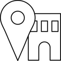 Line art, home location with map pin icon. vector