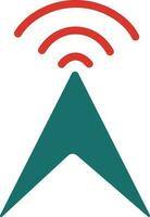 Navigation GPS arrow icon with wifi sign. vector