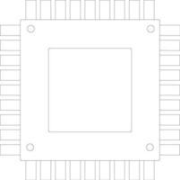 Flat line art icon of Processor chip. vector