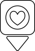 Favorite location sign, map pin with heart icon. vector