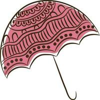 Doodle style pink umbrella icon. vector