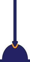 Flat style plumbing plunger in blue color. vector