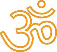 Orange Om or Aum, Hinduism sign or symbol. vector