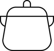 Line art Cooking pot icon in flat style. vector
