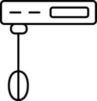 Hand mixer icon in black line art. vector