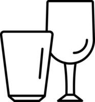 Line art Drink glasses icon in flat style vector